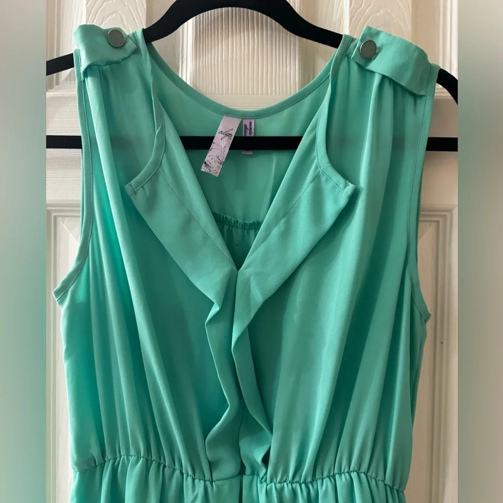 Alya Green Ruffle Mini Dress - Picture 2 of 6